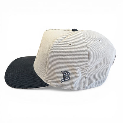 Two-Tone Stretch Corduroy 5-Panel Snapback Hat – Moisture-Wicking