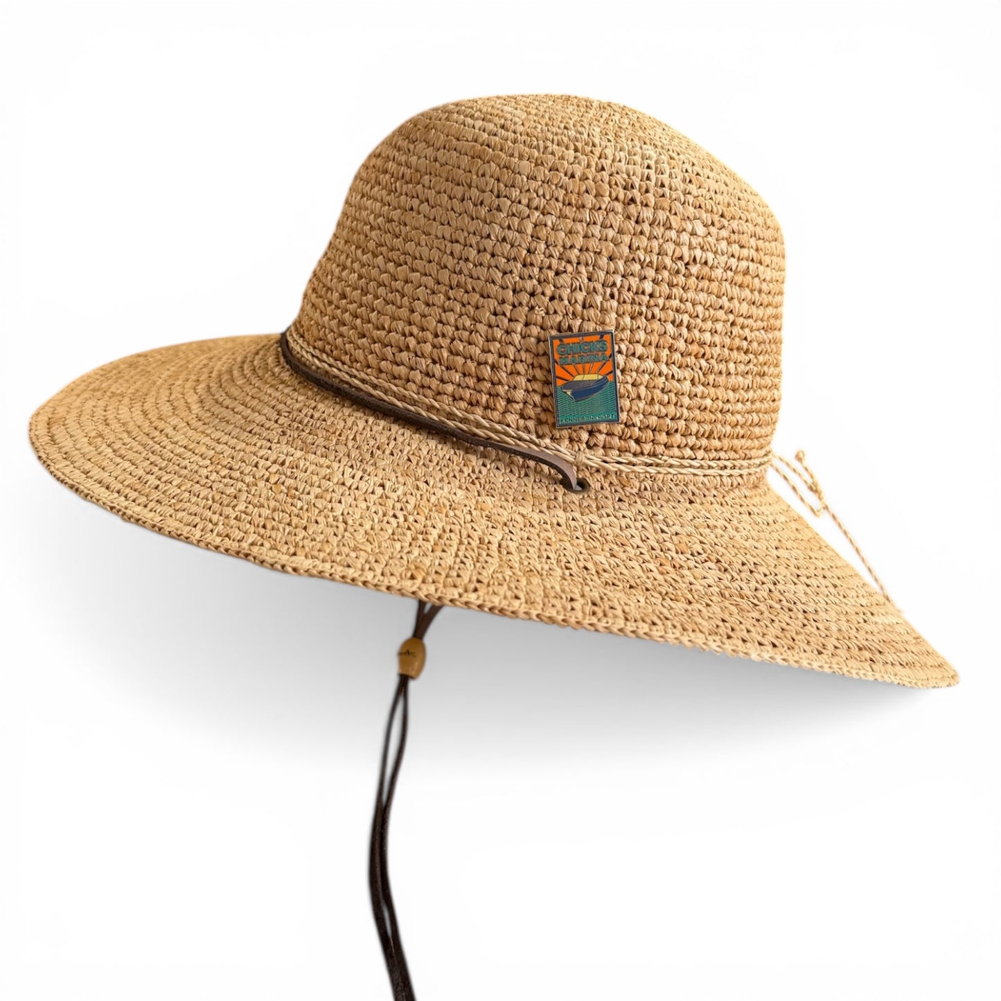 Women's Levanzo Twisted Raffia Sun Hat – 4" Brim with Leather Chin Cord