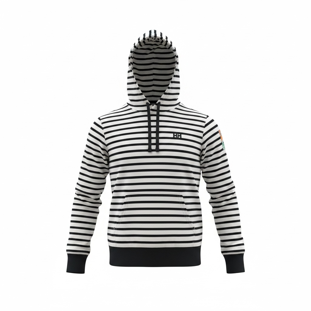 Women's Striped Cotton Logo Hoodie