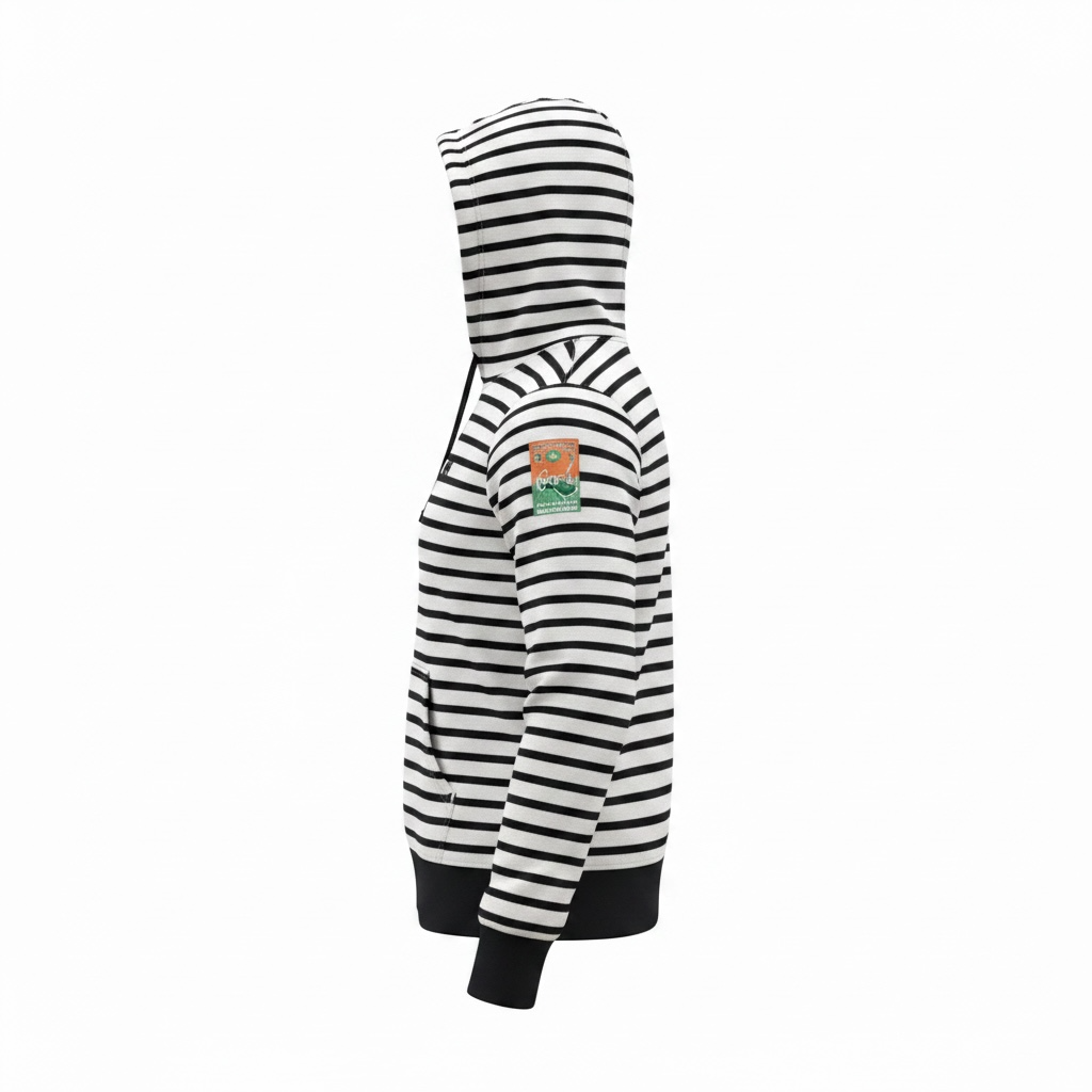 Women's Striped Cotton Logo Hoodie
