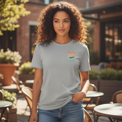 Chicks Marina Men's grey 100% cotton short sleeve t-shirt with a boat graphic on the left chest.